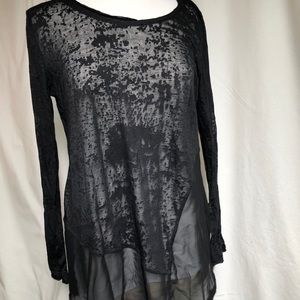 Distressed black long sleeve tunic